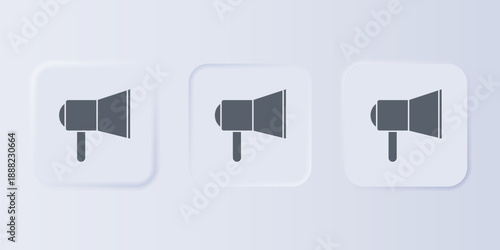 Grey Megaphone icon isolated on grey background. Speaker sign. Set icons in square buttons. Vector