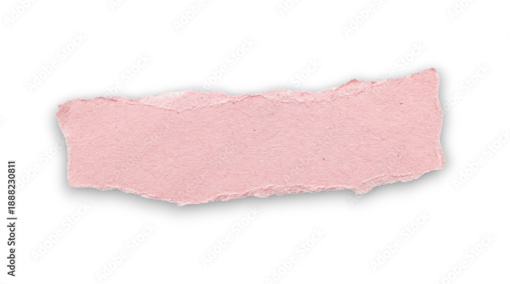 Obraz premium Pink torn paper strip with rough deckle edges isolated on transparent background