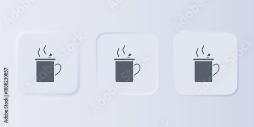 Grey Mulled wine with glass of drink and ingredients icon isolated on grey background. Cinnamon stick, clove, lemon slice. Set icons in square buttons. Vector