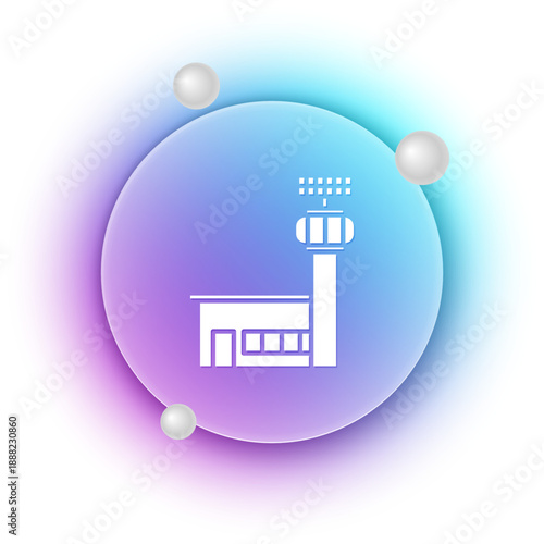 White Airport control tower icon isolated on white background. Blue and purple gradient circle background. Vector