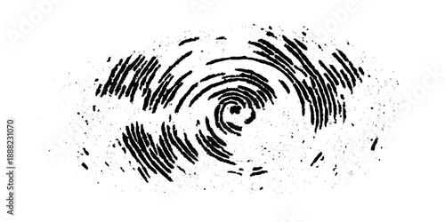 Grunge fingerprint texture background. vector ink splatters distressed brush stroke overlay. crime investigation fingerprint art print featuring damaged marks.