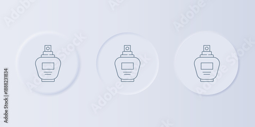 Grey Perfume icon isolated on grey background. Set icons in square buttons. Vector