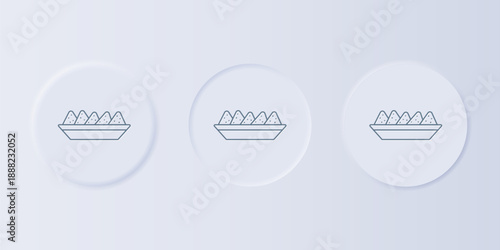 Grey Nachos in plate icon isolated on grey background. Tortilla chips or nachos tortillas. Traditional mexican fast food menu. Set icons in square buttons. Vector