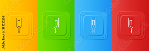 White Medical digital thermometer for medical examination icon isolated on colorful background. Set icons in square buttons. Vector