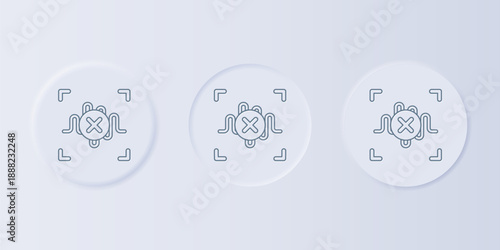Grey Rejection voice recognition icon isolated on grey background. Voice biometric access authentication for personal identity recognition. Set icons in square buttons. Vector