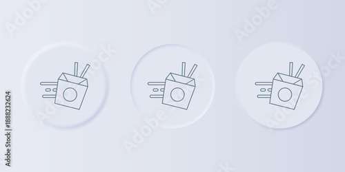 Grey Online ordering and noodles delivery icon isolated on grey background. Set icons in square buttons. Vector