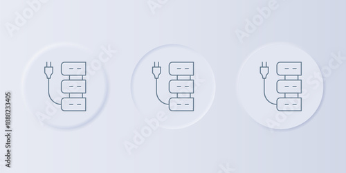 Grey Server icon isolated on grey background. Adjusting app, service concept, setting options, maintenance, repair, fixing. Set icons in square buttons. Vector