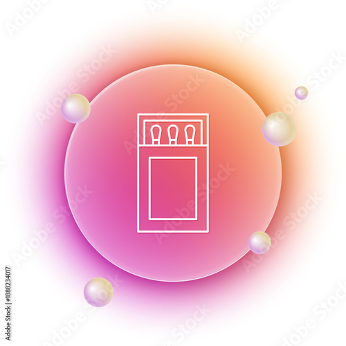 White Open matchbox and matches icon isolated on white background. Orange and pink gradient circle background. Vector