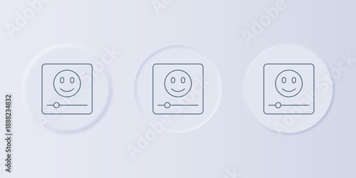 Grey Music player icon isolated on grey background. Portable music device. Set icons in square buttons. Vector