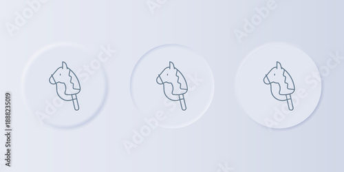 Grey Toy horse icon isolated on grey background. Set icons in square buttons. Vector