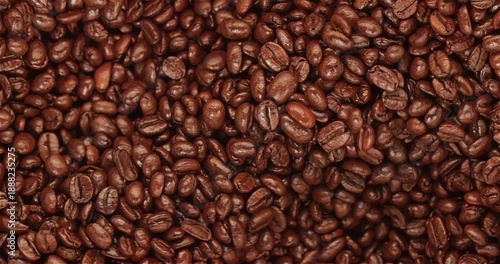 Φωτογραφία Coffee Bean Display, Stockpile Of Uniformly Roasted Coffee Beans With Shiny Surf