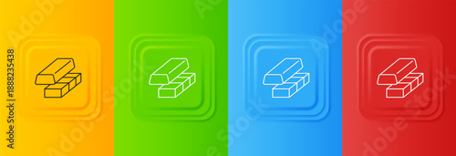 White Gold exchange money icon isolated on colorful background. Money changer. Set icons in square buttons. Vector