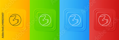 White Pig icon isolated on colorful background. Animal symbol. Set icons in square buttons. Vector