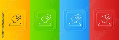 White Solution to the problem in psychology icon isolated on colorful background. Therapy for mental health. Set icons in square buttons. Vector