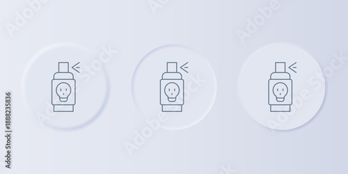 Grey Spray against insects icon isolated on grey background. Set icons in square buttons. Vector