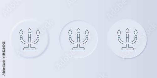 Grey Candlestick icon isolated on grey background. Happy Valentines day. Set icons in square buttons. Vector