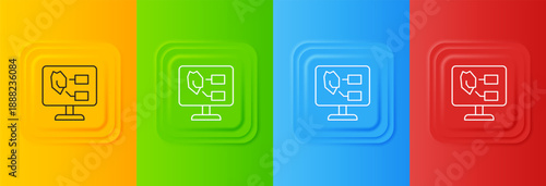 White Agricultural soil test and results icon isolated on colorful background. Digital soil analysis. Set icons in square buttons. Vector