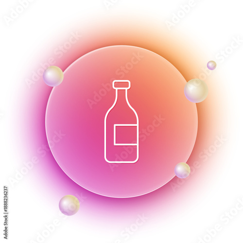 White Bottle of wine icon isolated on white background. Orange and pink gradient circle background. Vector
