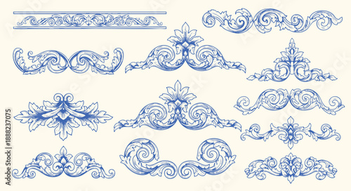 flourish vignette scroll victorian deco swirl arabesque damask calligraphic ornamental royal
