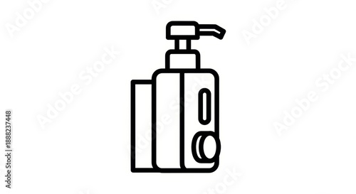 Liquid soap dispenser icon vector illustration, simple line art design
