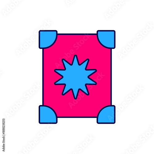 Filled outline Ancient magic book with alchemy recipes and mystic spells and enchantments icon isolated on white background. Vector