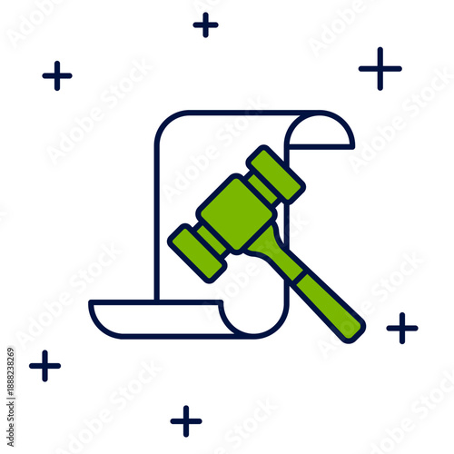 Filled outline Auction hammer icon isolated on white background. Gavel - hammer of judge or auctioneer. Bidding process, deal done. Auction bidding. Vector