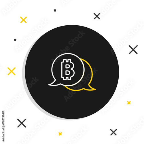 Line Cryptocurrency coin Bitcoin icon isolated on white background. Physical bit coin. Blockchain based secure crypto currency. Colorful outline concept. Vector
