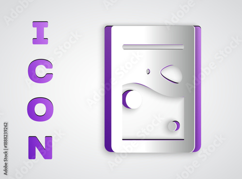 Paper cut Plastic bag of drug icon isolated on grey background. Health danger. Paper art style. Vector