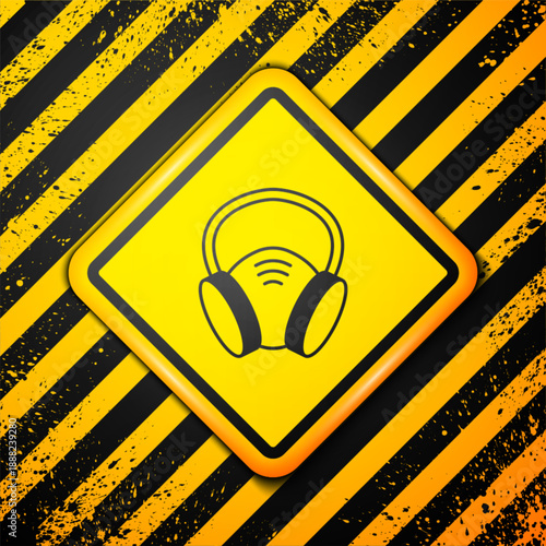 Black Gas mask icon isolated on yellow background. Respirator sign. Warning sign. Vector