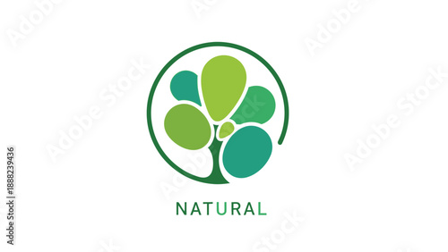 Simple stylized green logo design representing organic growth and flourishing nature within a circle