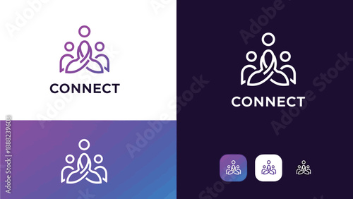Abstract line art logo representing community connection and teamwork for modern brands