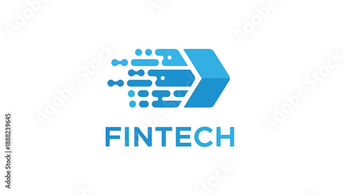 Modern blue fintech logo design representing fast digital financial technology transfer and innovation