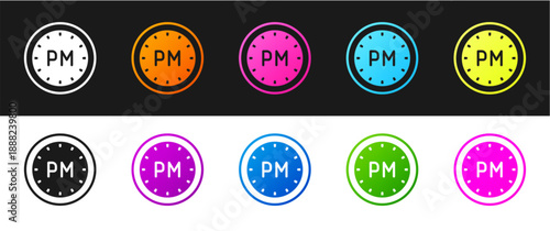 Set Day time icon isolated on black and white background. Time symbol. Vector