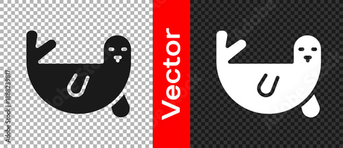 Black Fur seal animal icon isolated on transparent background. Vector