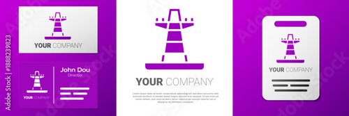 Logotype Electric tower used to support an overhead power line icon isolated on white background. High voltage power pole line. Logo design template element. Vector