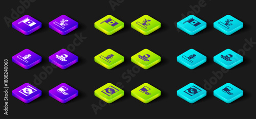 Set Beans in can, Tequila glass with lemon, Cactus, Mexican sombrero, and Mexico flag icon. Vector