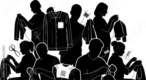 Visible Mending Repair Clothes Movement Silhouette
