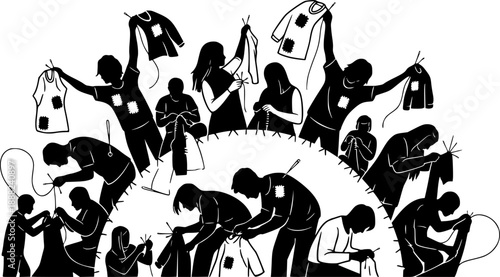 Visible Mending Repair Clothes Movement Silhouette
