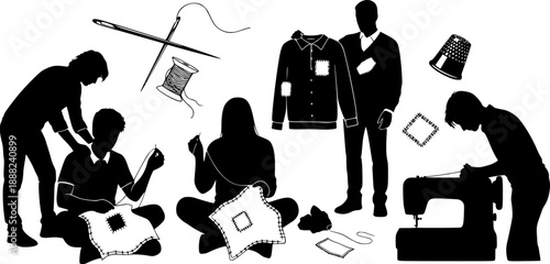 Visible Mending Repair Clothes Movement Silhouette
