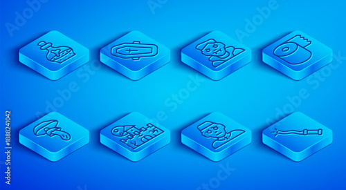 Set line Bottle with potion, Coffin cross, Vampire, Castle, fortress, Priest, Toilet paper roll, Psilocybin mushroom and Magic wand icon. Vector