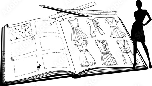 Fashion Designer Sketchbook Fabric Swatch Silhouette
