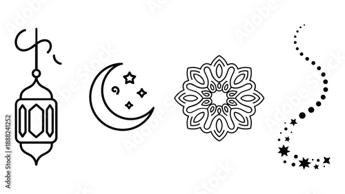 Illuminated symbols of serenity isolated on white background, Vector