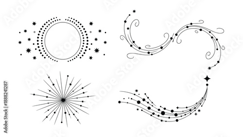 Intricate geometric patterns isolated on white background, Vector