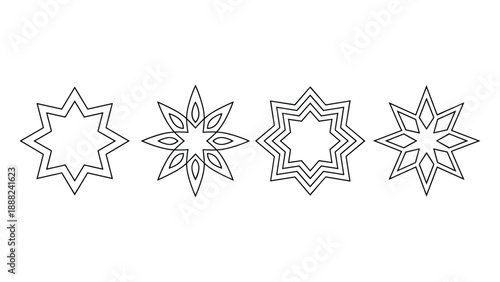Intricate snowflake designs isolated on white background, Vector