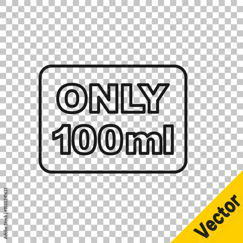 Black line Liquids in carry-on baggage icon isolated on transparent background. Airport rules. Vector