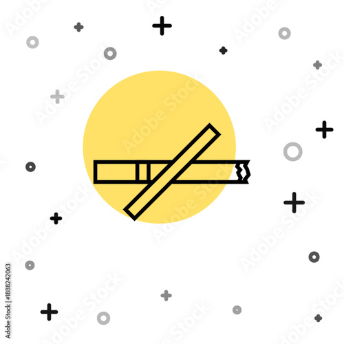 Black line No smoking icon isolated on white background. Cigarette smoking prohibited sign. Random dynamic shapes. Vector