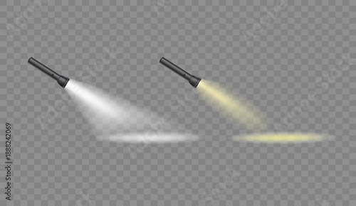 Flashlight, light bulb, spotlight, advertisement. Lantern silhouette on a transparent background. Vector