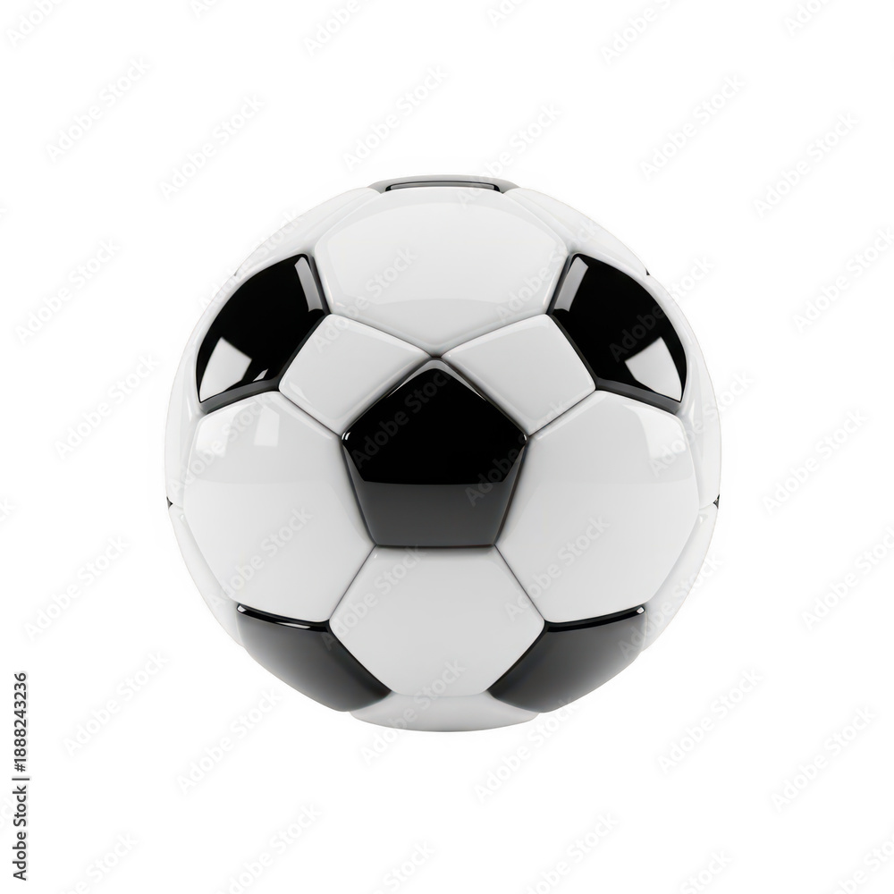 Fototapeta premium 3d rendered soccer ball with black and white pattern isolated on transparent background