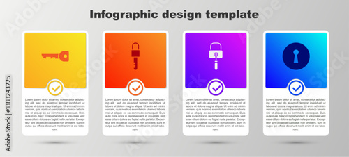 Set Key, Locked key, picks for lock picking and Keyhole. Business infographic template. Vector