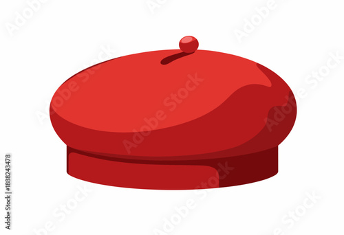 Vibrant red beret illustration showcasing a classic and stylish French accessory often associated with art, fashion, and timeless elegance in headwear